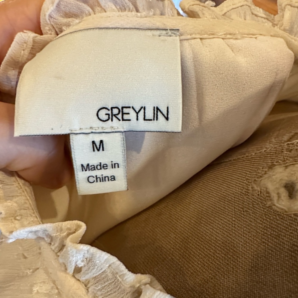 Greylin Ivory Textured Ruffle Blouse - Picture 8 of 8